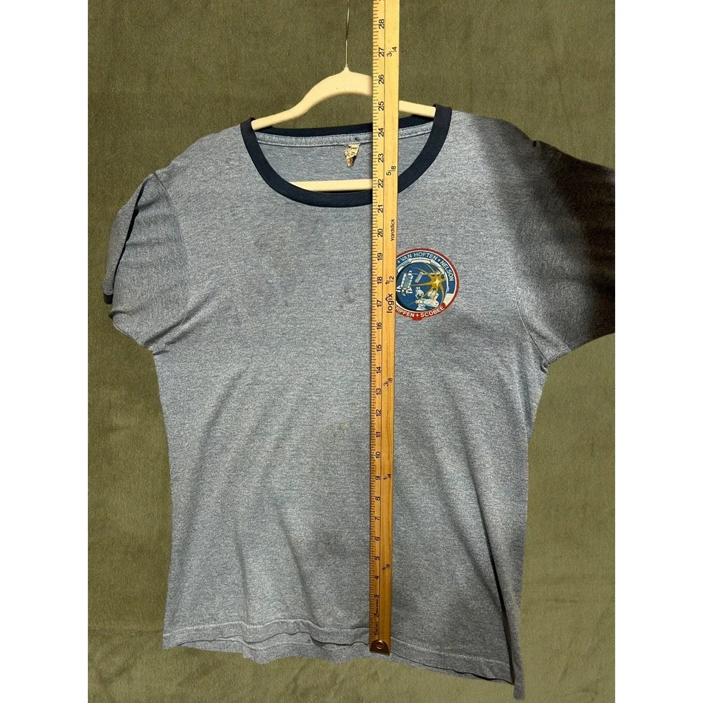 Vintage 1984 Screen Stars NASA Space Shuttle Challenger STS-13 41-C Ringer Tee L - Picture 4 of 9